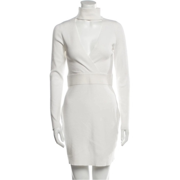 A.L.C. Choker White Form Flattering Long Sleeve MIDI Sheath Dress Size Small - Picture 12 of 13